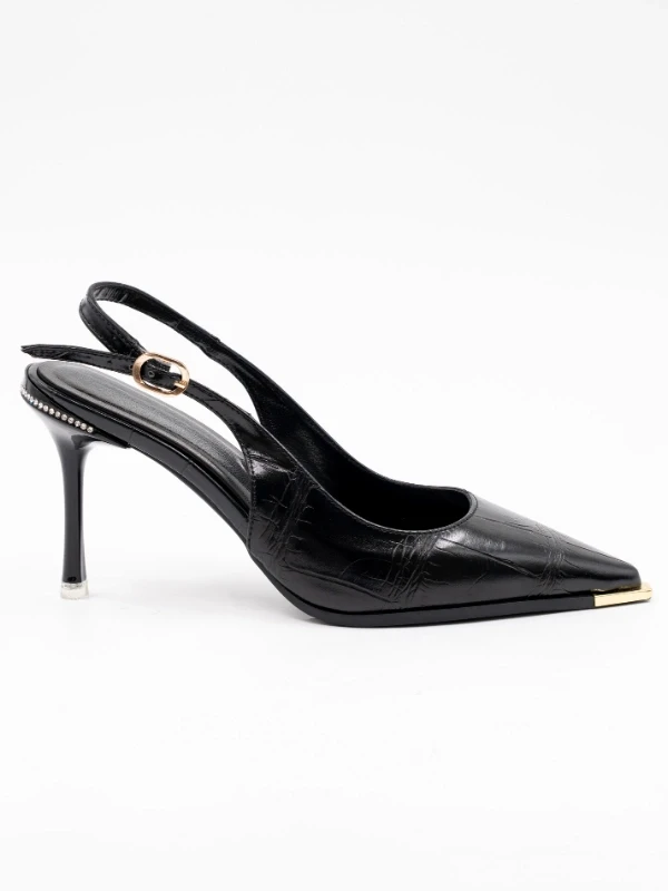 KROKO GOLD DETAY TOPUKLU SİYAH