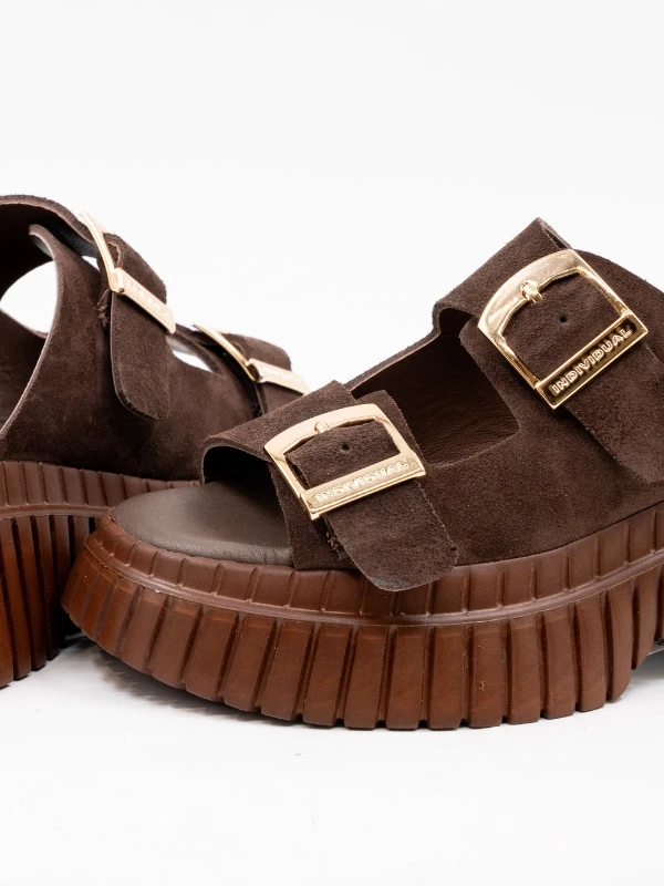 KALIN TABAN DERİ KADIN TERLİK KAHVE