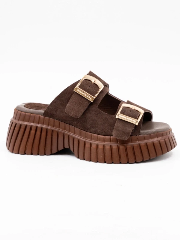 KALIN TABAN DERİ KADIN TERLİK KAHVE