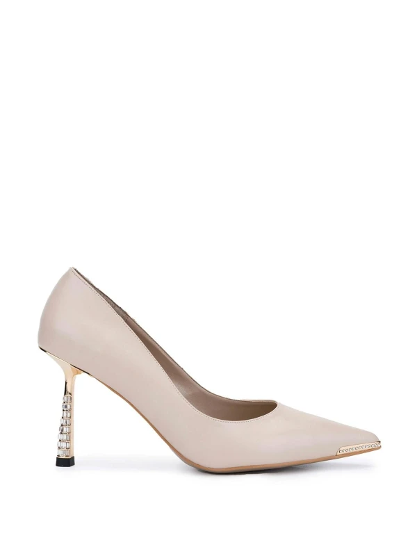 TAŞ DETAY RUGAN STİLETTO BEJ