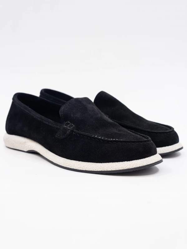 SÜET DERİ LOAFER KADIN AYAKKABI SİYAH