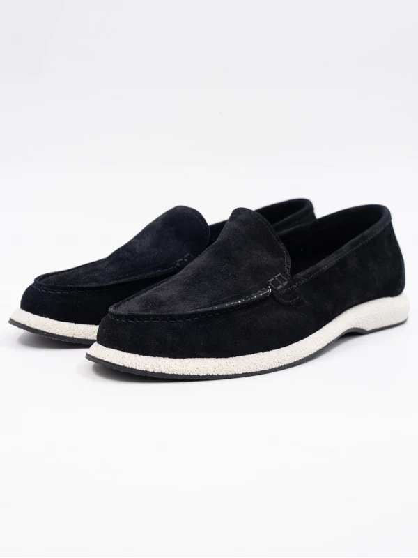 SÜET DERİ LOAFER KADIN AYAKKABI SİYAH