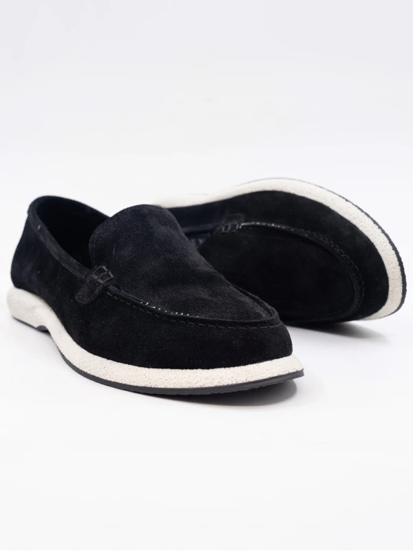 SÜET DERİ LOAFER KADIN AYAKKABI SİYAH