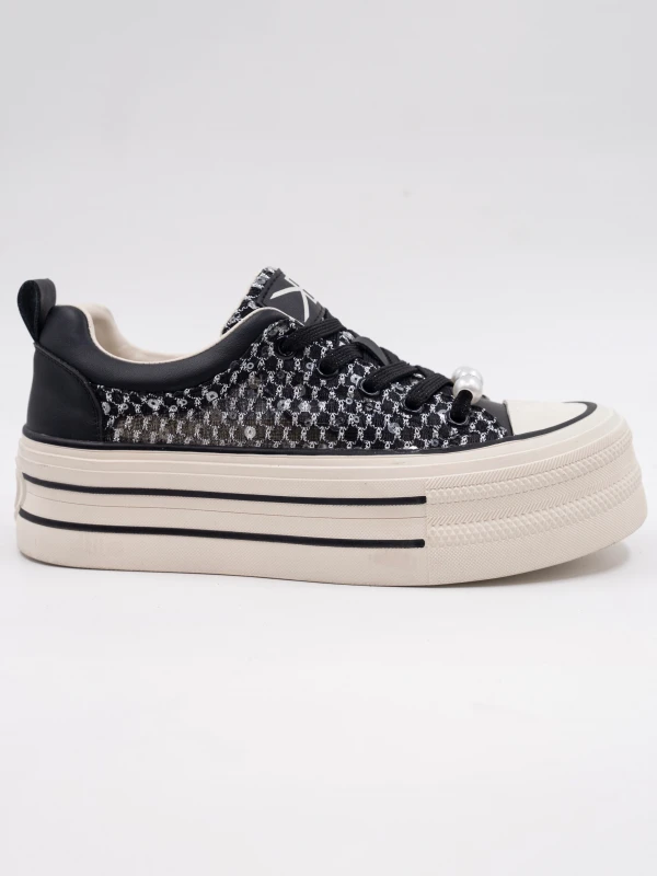 GÜMÜŞ DETAYLI KADIN SNEAKER SİYAH