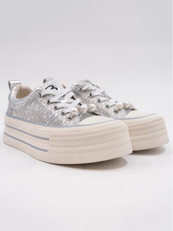 GÜMÜŞ DETAYLI KADIN SNEAKER GÜMÜŞ