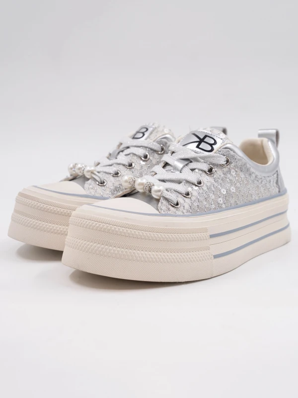 GÜMÜŞ DETAYLI KADIN SNEAKER GÜMÜŞ