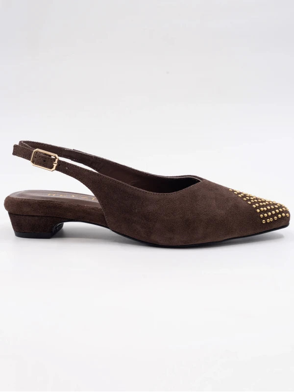 Zımba Detay Süet Deri Babet KAHVE