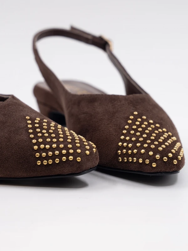 Zımba Detay Süet Deri Babet KAHVE