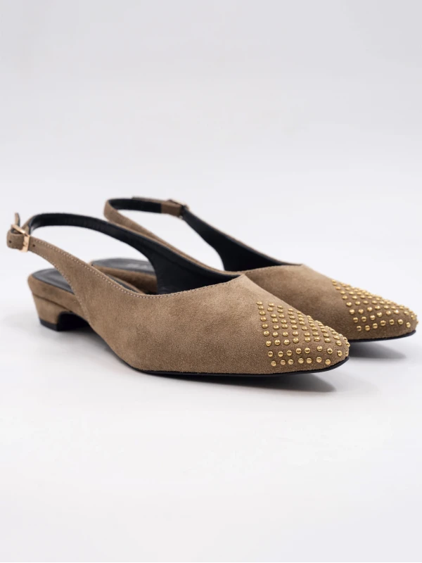 Zımba Detay Süet Deri Babet YAĞ YEŞİLİ