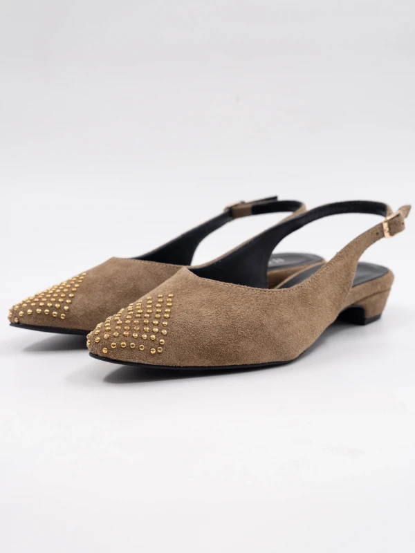 Zımba Detay Süet Deri Babet YAĞ YEŞİLİ