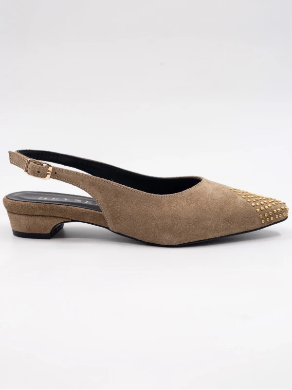 Zımba Detay Süet Deri Babet YAĞ YEŞİLİ