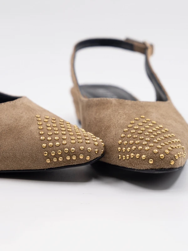 Zımba Detay Süet Deri Babet YAĞ YEŞİLİ