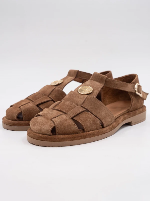 GOLD TOKA DETAYLI SÜET DERİ SANDALET SİGARO