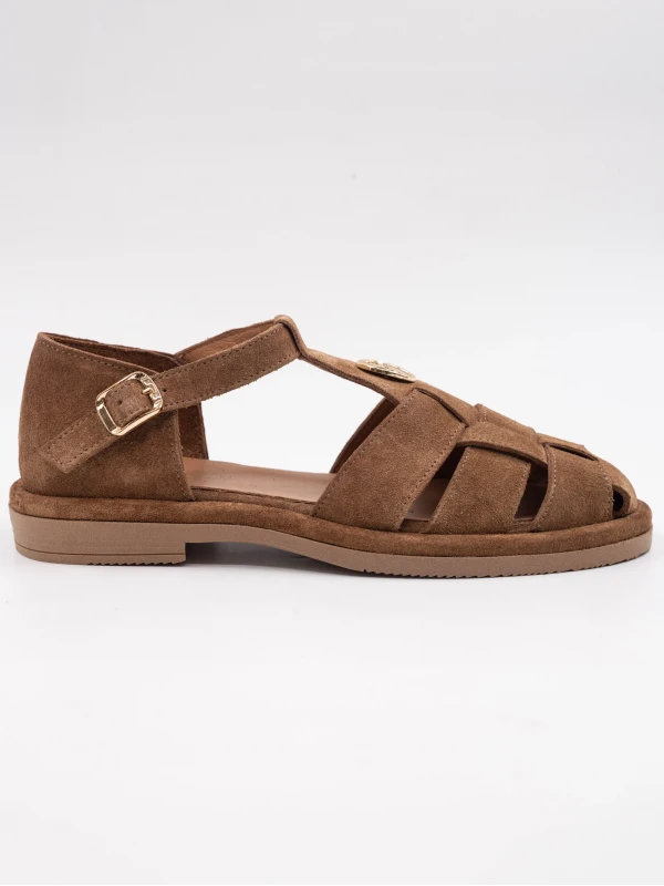 GOLD TOKA DETAYLI SÜET DERİ SANDALET SİGARO