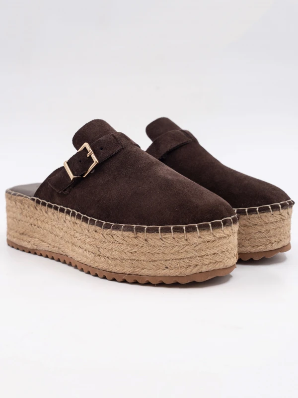 HASIR KALIN TABAN DERİ TERLİK KAHVE