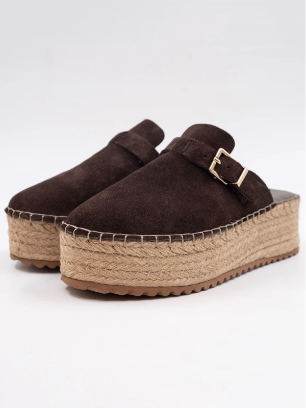 HASIR KALIN TABAN DERİ TERLİK KAHVE