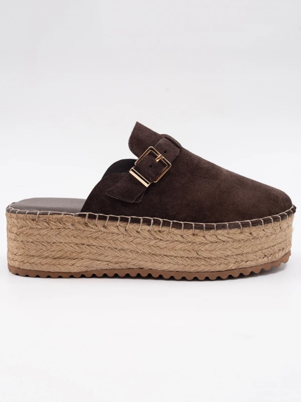 HASIR KALIN TABAN DERİ TERLİK KAHVE