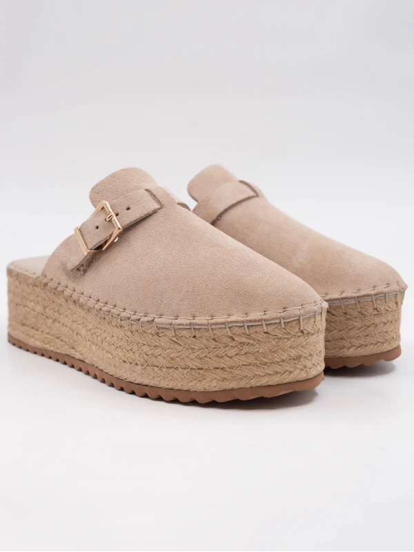 HASIR KALIN TABAN DERİ TERLİK BEJ