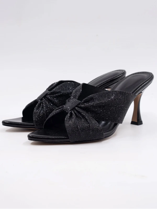 TAŞLI TOPUKLU TERLİK SİYAH