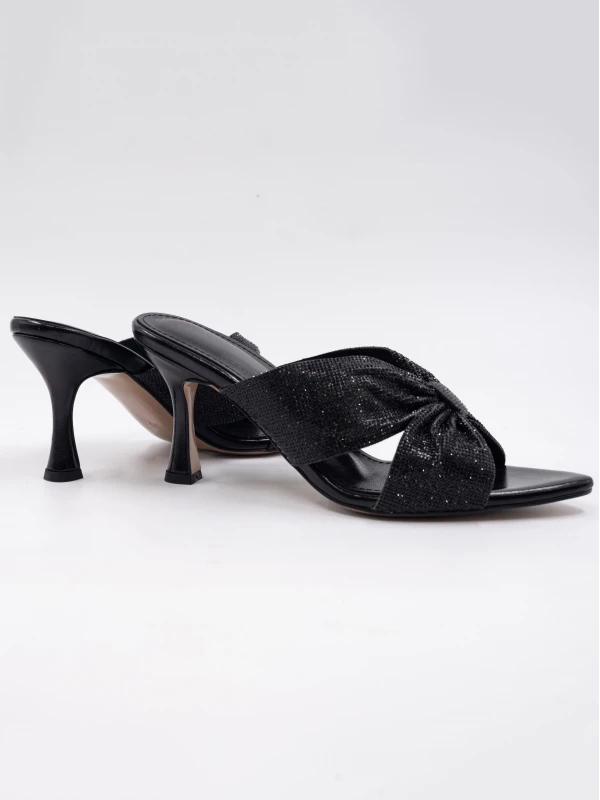 TAŞLI TOPUKLU TERLİK SİYAH