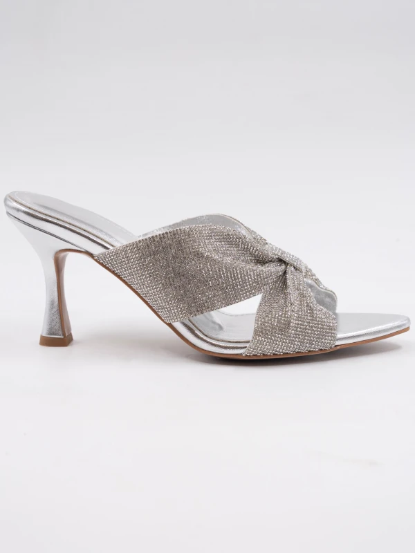 TAŞLI TOPUKLU TERLİK GÜMÜŞ