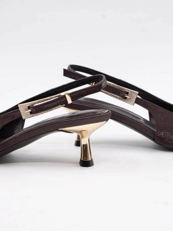 İTHAL KUMAŞ MİNİ TOPUKLU KAHVE