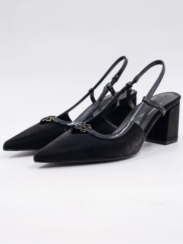 KROKO BASKI TOPUKLU SİYAH