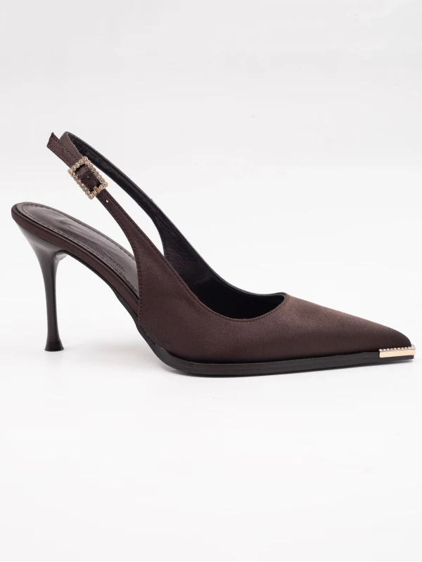 SATEN KUMAŞ TOPUKLU KAHVE