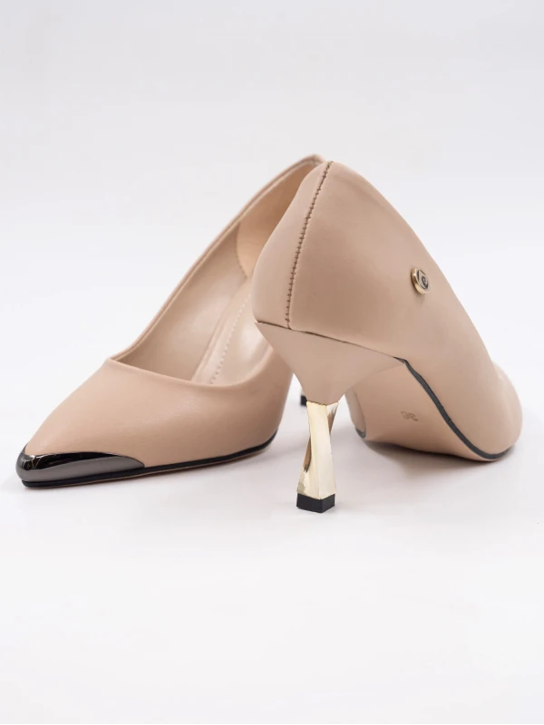 PİERRE CARDİN METAL TOPUK DETAYLI STİLETTO NUDE