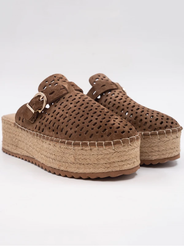 Hasır Kalın Taban Deri Terlik SİGARO