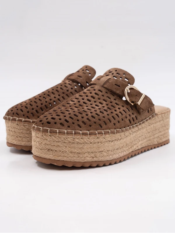 Hasır Kalın Taban Deri Terlik SİGARO