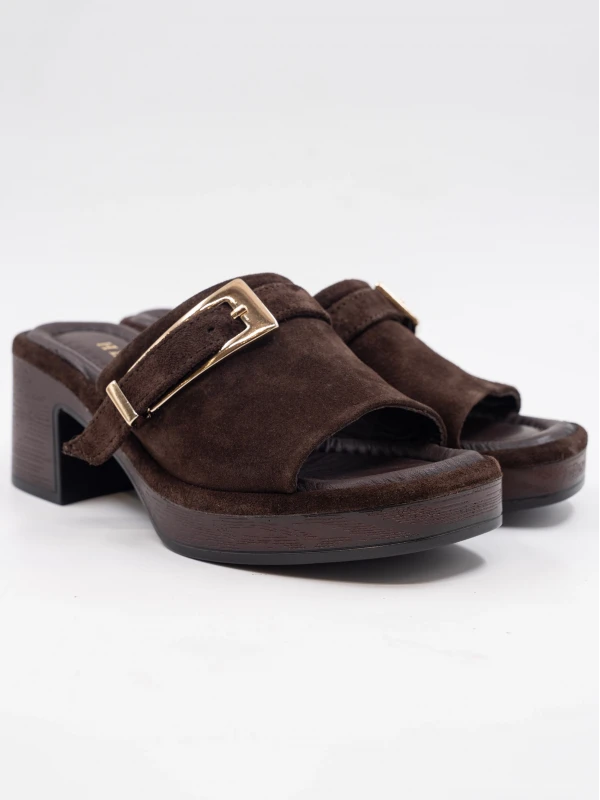 TOPUKLU SÜET DERİ TERLİK KAHVE