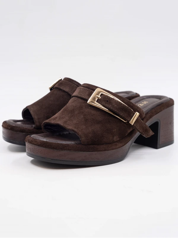 TOPUKLU SÜET DERİ TERLİK KAHVE