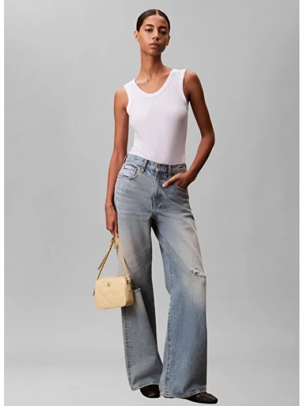 Calvin Klein Quılted Double Zıp Camera Bag SARI