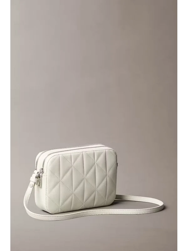 Calvin Klein Quılted Double Zıp Camera Bag BEYAZ