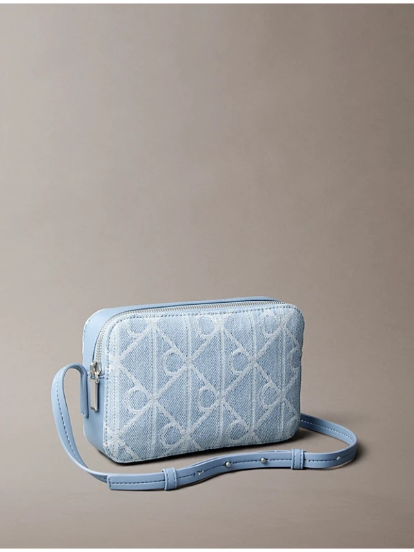 Calvin Klein Emblem Aop Denim Camera Bag BUZ MAVİSİ