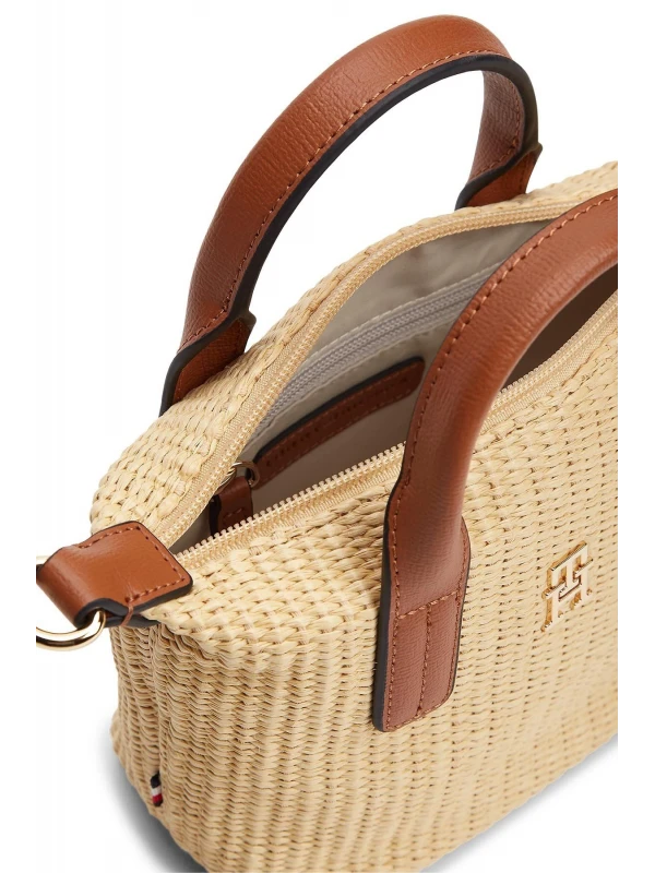 Tommy Hilfiger Popette Mıcro Tote Raffıa BEJ-KAHVE