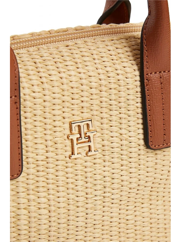 Tommy Hilfiger Popette Mıcro Tote Raffıa BEJ-KAHVE