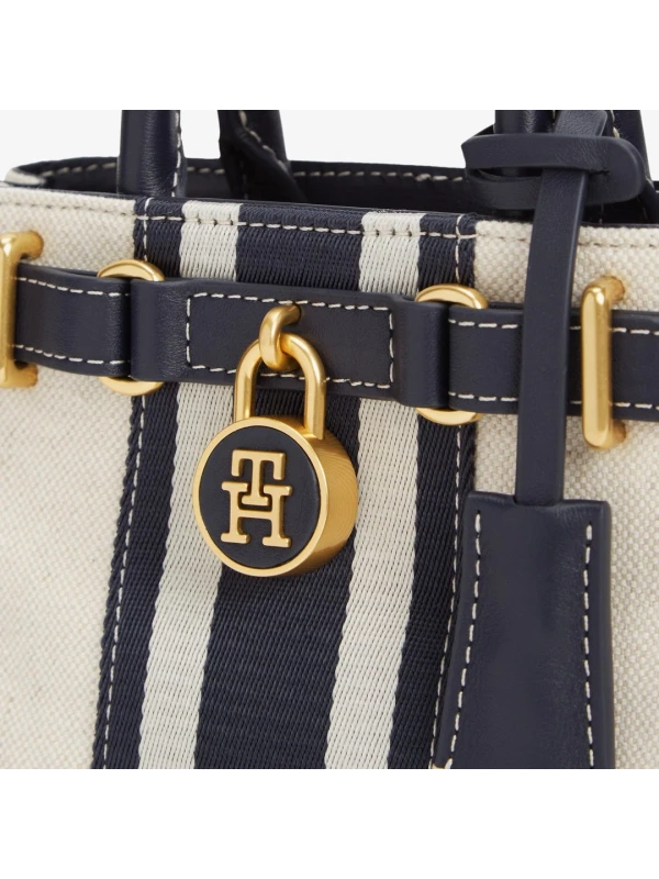Tommy Hilfiger American İcon Micro Tote Canvas LACİVERT-BEJ