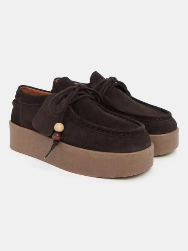 BAĞCIK DETAY SÜET DERİ LOOFER KAHVE