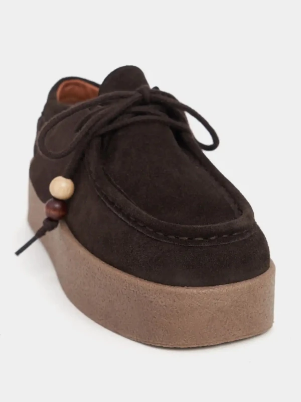 BAĞCIK DETAY SÜET DERİ LOOFER KAHVE