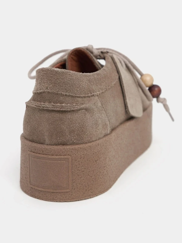 BAĞCIK DETAY SÜET DERİ LOOFER VİZON