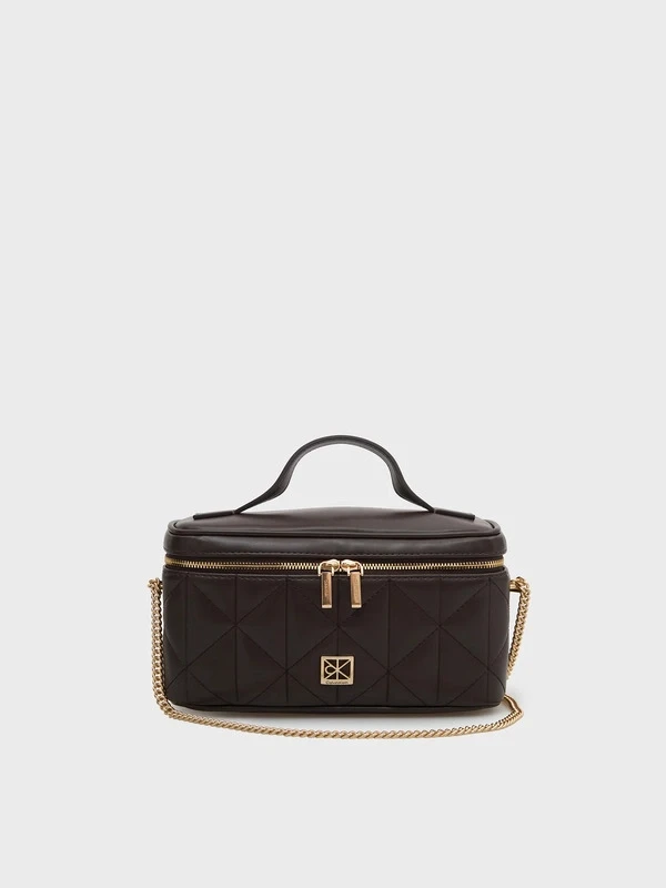 Calvin Klein Bal Quilted Beauty Case On Chain  KAHVE