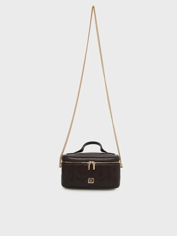 Calvin Klein Bal Quilted Beauty Case On Chain  KAHVE