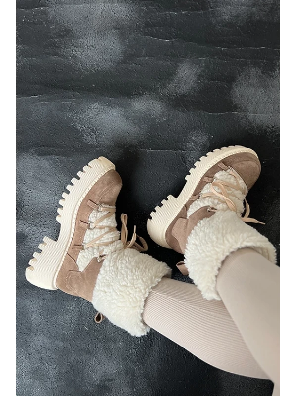 KÜRK DETAYLI KALIN TABAN SÜET  BOT VİZON