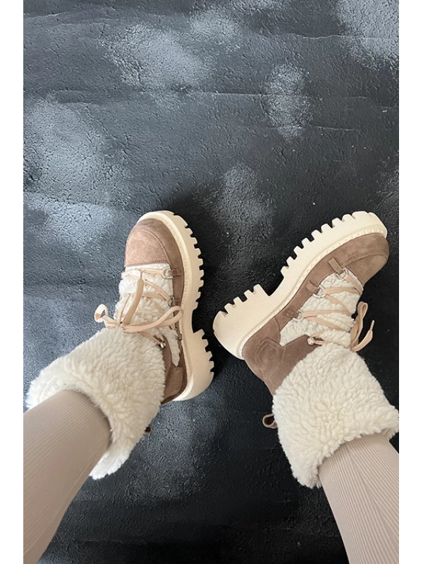 KÜRK DETAYLI KALIN TABAN SÜET  BOT VİZON