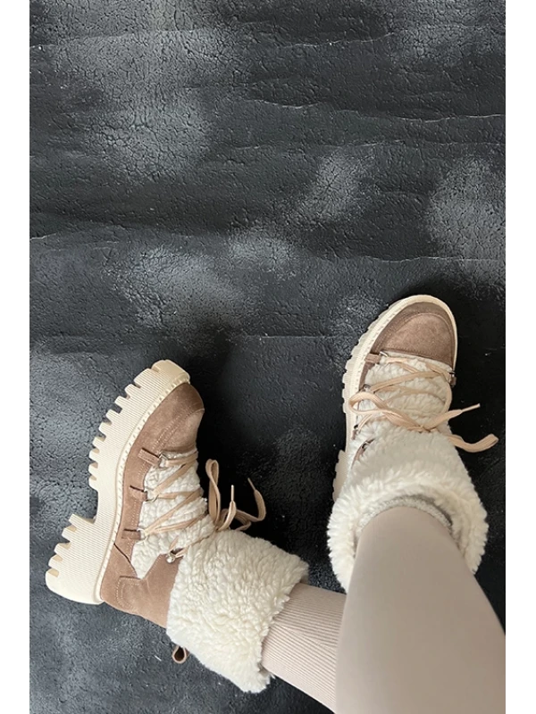 KÜRK DETAYLI KALIN TABAN SÜET  BOT VİZON