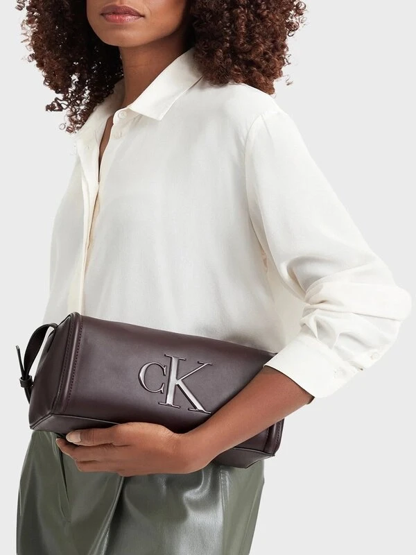 Calvin Klein Bold Ck Slouchy Shoulder Bag  BORDO