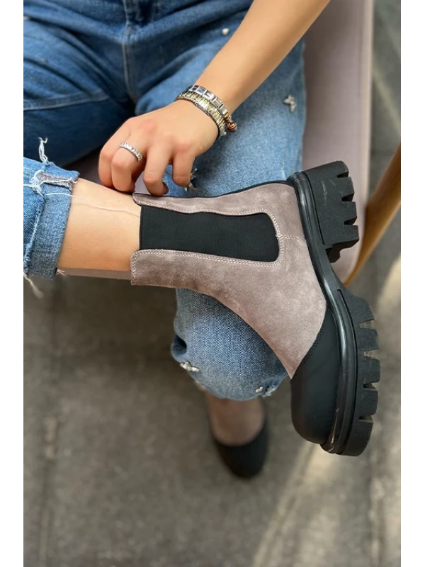 BURUN LASTİK DETAYLI  CHEALSEA  GRİ