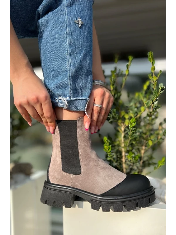 BURUN LASTİK DETAYLI  CHEALSEA  GRİ